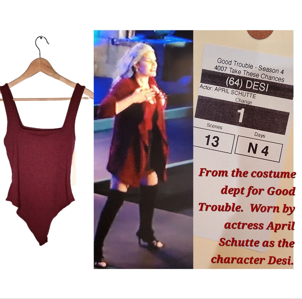 Forever 21 Ribbed Knit Sleeveless Bodysuit in Burgundy Size M
